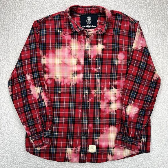 Rare Two Gypsea Souls AC/DC Flannel Shirt Custom Upcycled One of a Kind Rock XL - Picture 2 of 9